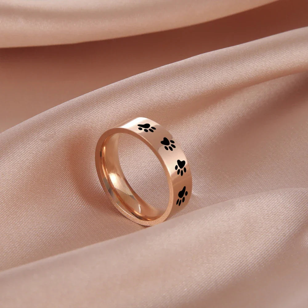 Handmade Stainless Steel Paw Print Ring