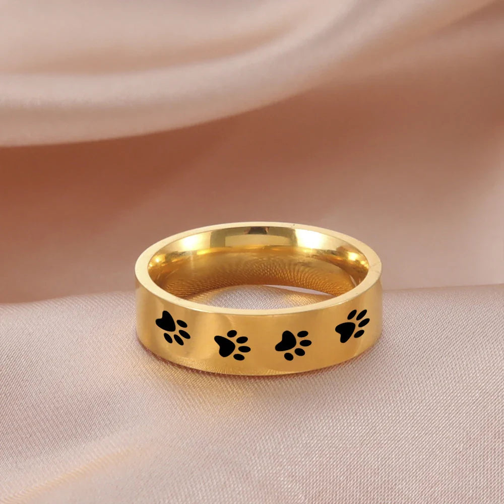 Handmade Stainless Steel Paw Print Ring