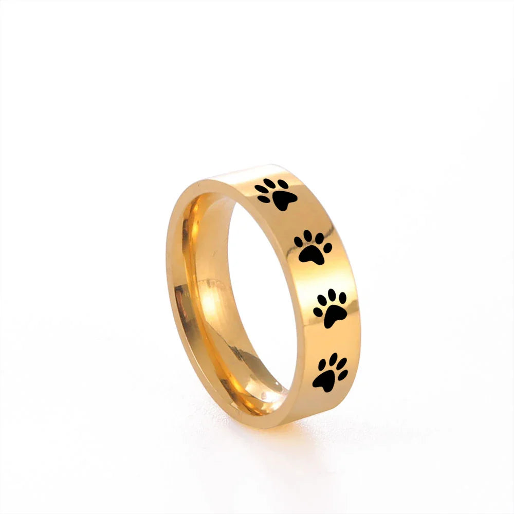 Handmade Stainless Steel Paw Print Ring