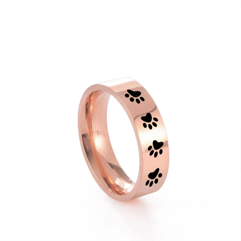 Handmade Stainless Steel Paw Print Ring