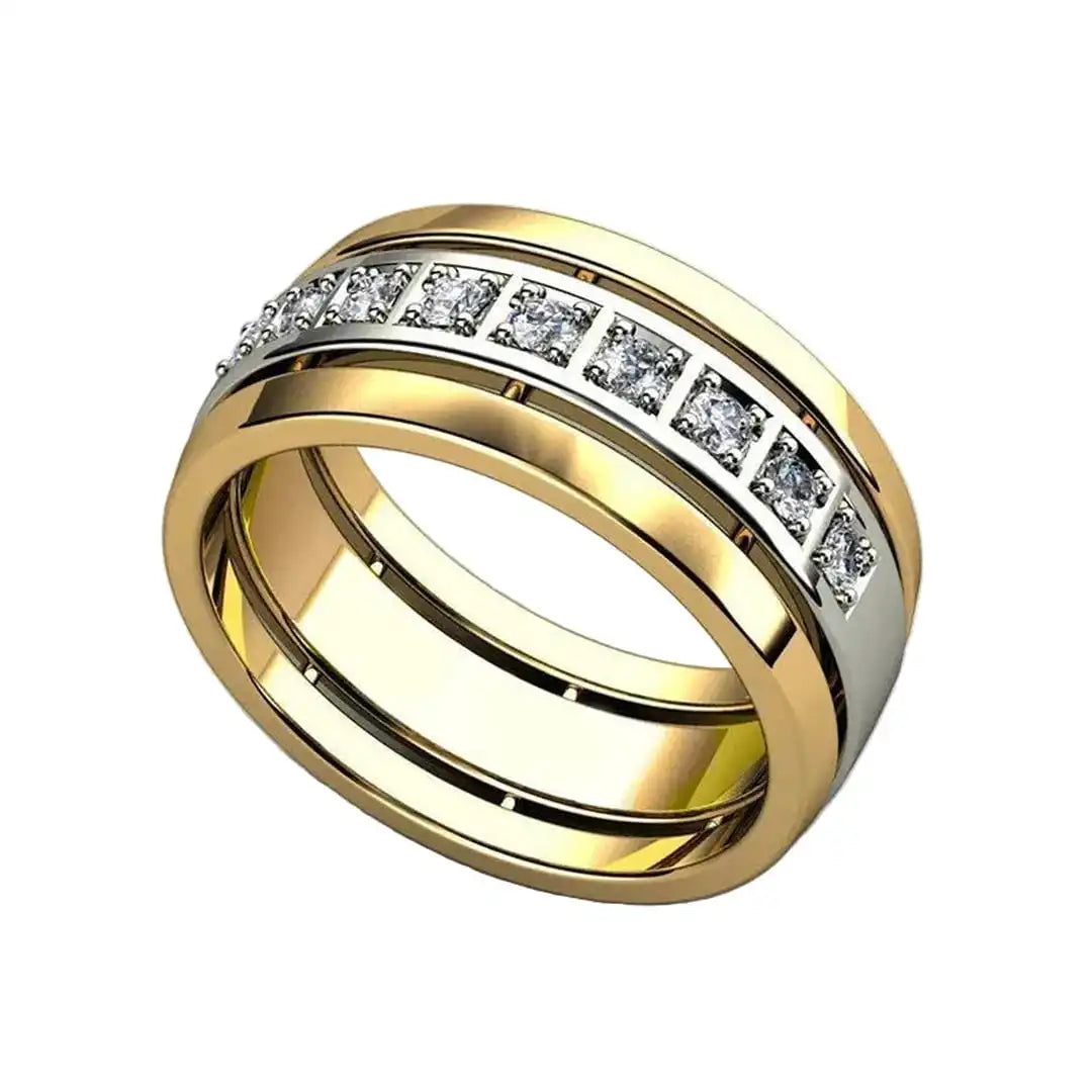 Two-tone gold ring with cubic zirconia
