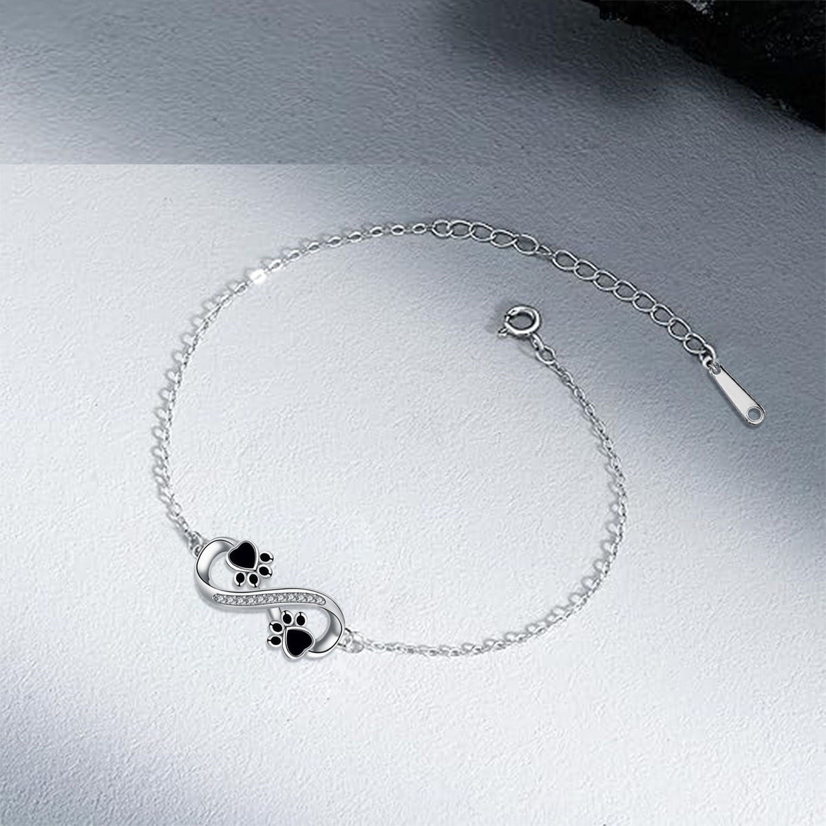 Armbånd med uendelig symbol og kubisk zirkonia, kæledyrspotevedhæng
