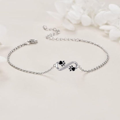 Armbånd med uendelig symbol og kubisk zirkonia, kæledyrspotevedhæng