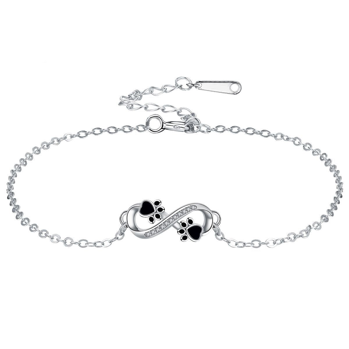 Armbånd med uendelig symbol og kubisk zirkonia, kæledyrspotevedhæng