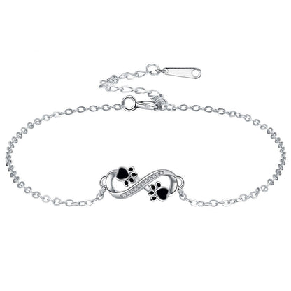 Armbånd med uendelig symbol og kubisk zirkonia, kæledyrspotevedhæng