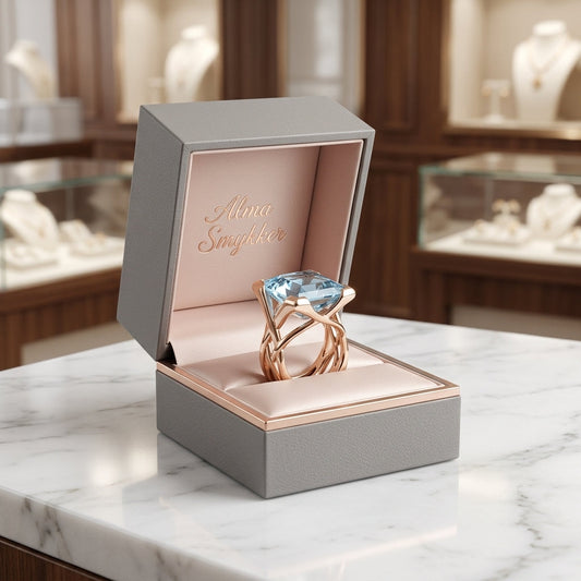 Vintage ring in rose gold with blue zircon