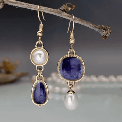Timeless blue stone bead earrings