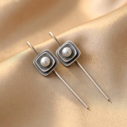 Modern beaded wire earrings