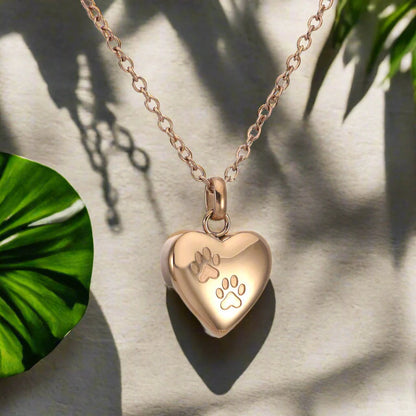 Pet Urn Necklace – Heart-shaped Pendant with Laser Engraving.