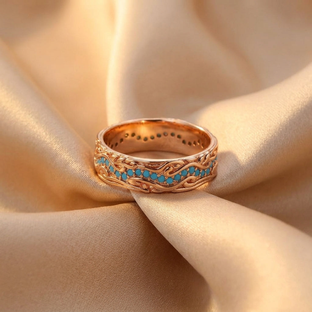 Vintage rose gold turquoise ring