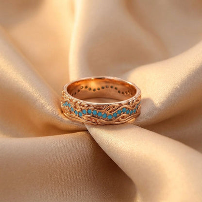 Vintage rose gold turquoise ring