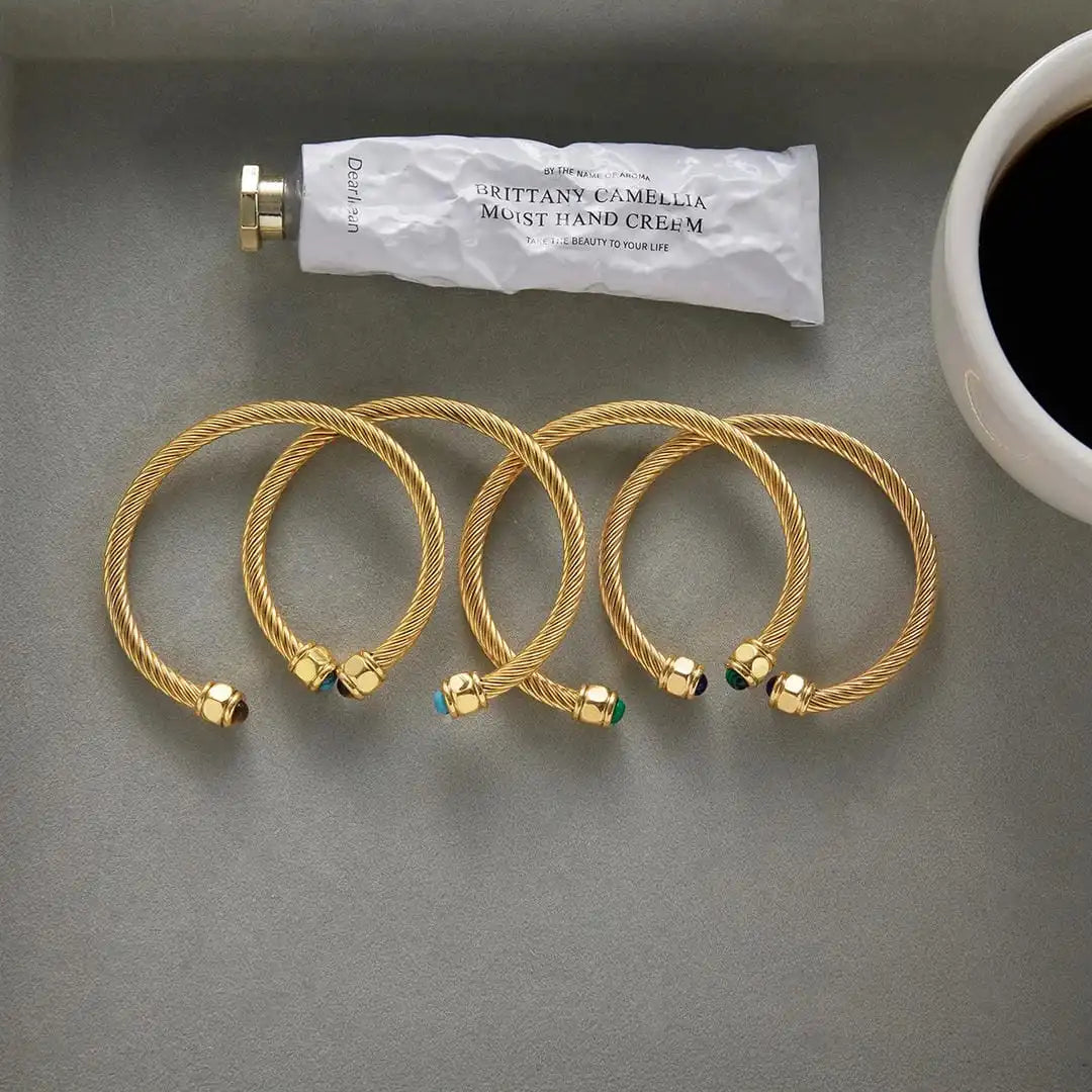 Vintage guld justerbart armbånd med sten