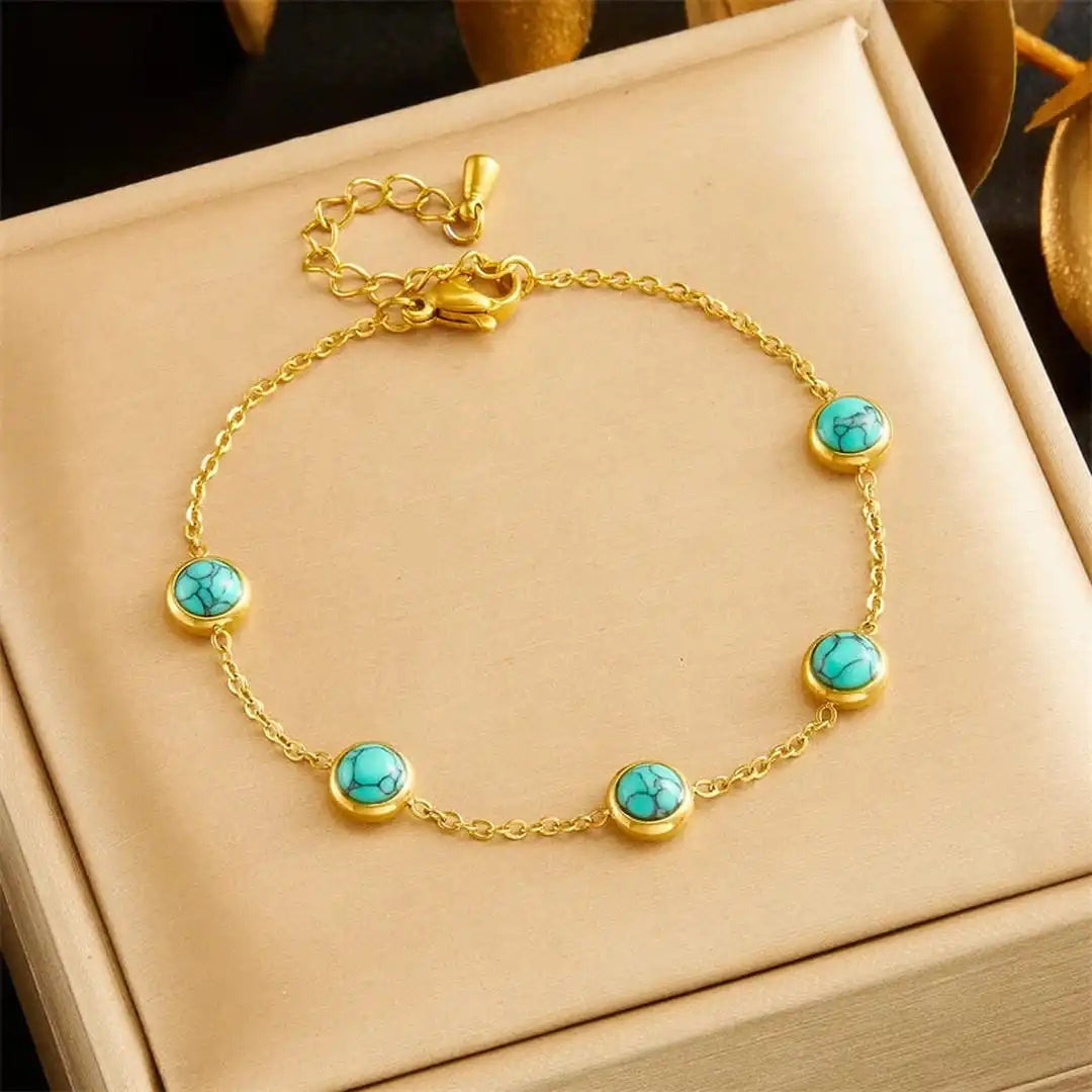 Bohemian Silver Turquoise Necklace, Earrings, and Bracelet Set