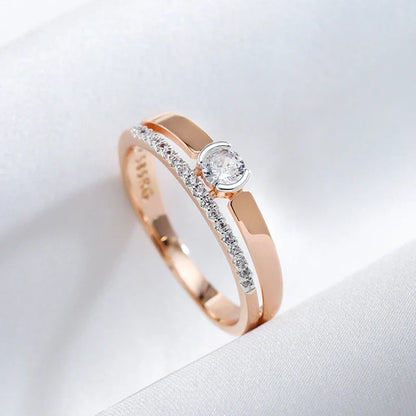 Roseguld to-lags zirkonring