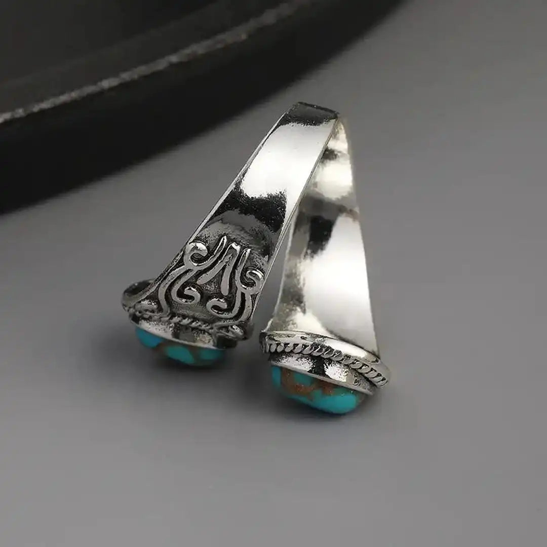 Vintage silver turquoise cross ring