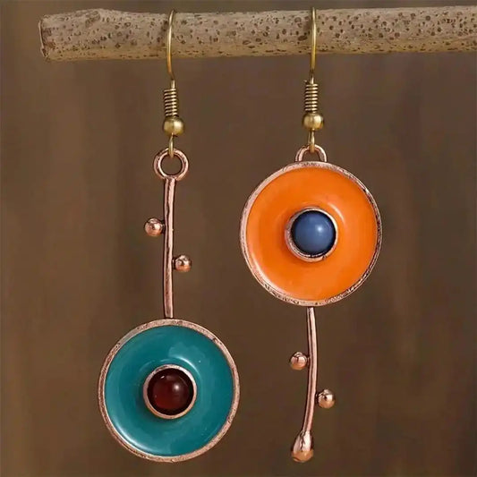 Antique bronze colored stone earrings