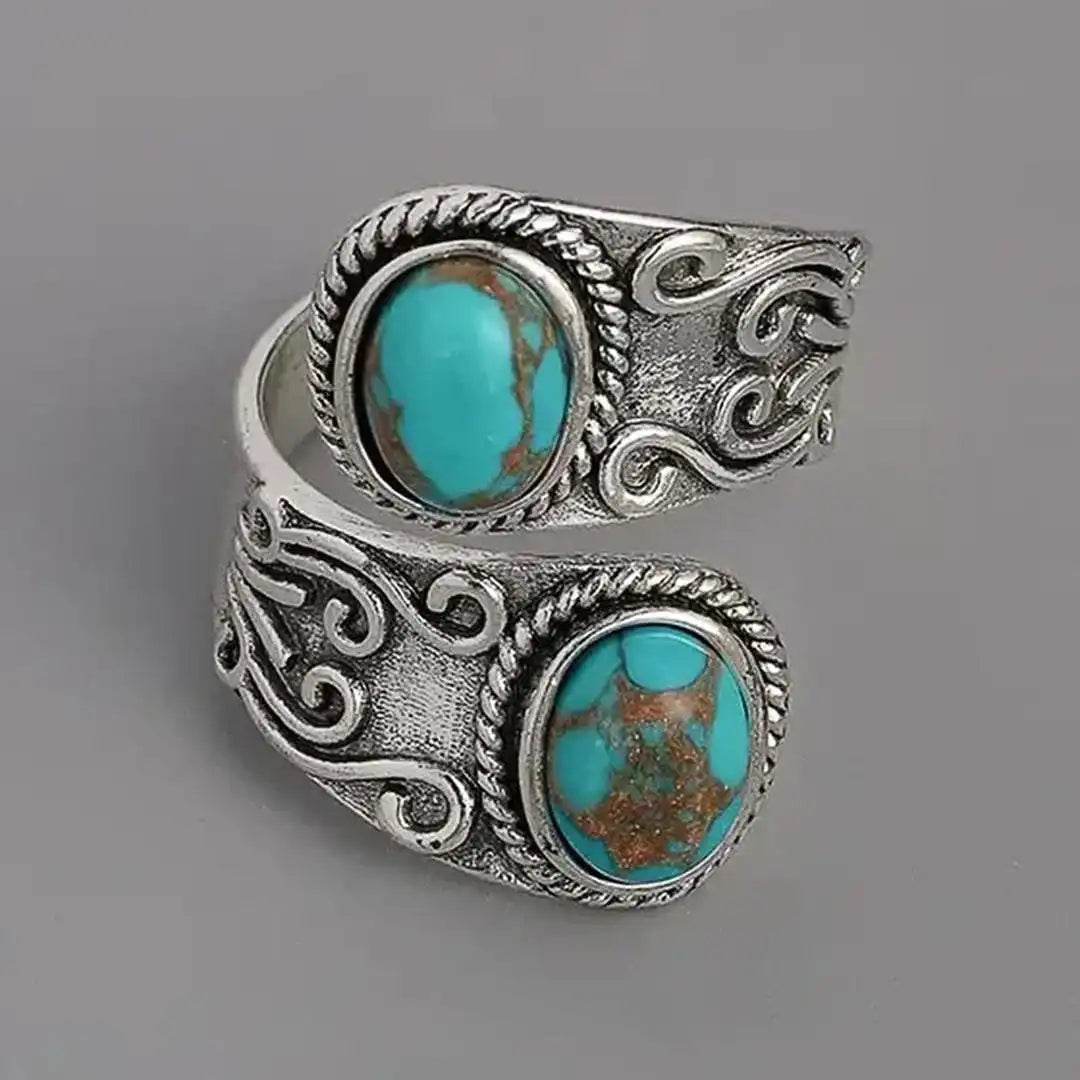 Vintage silver turquoise cross ring
