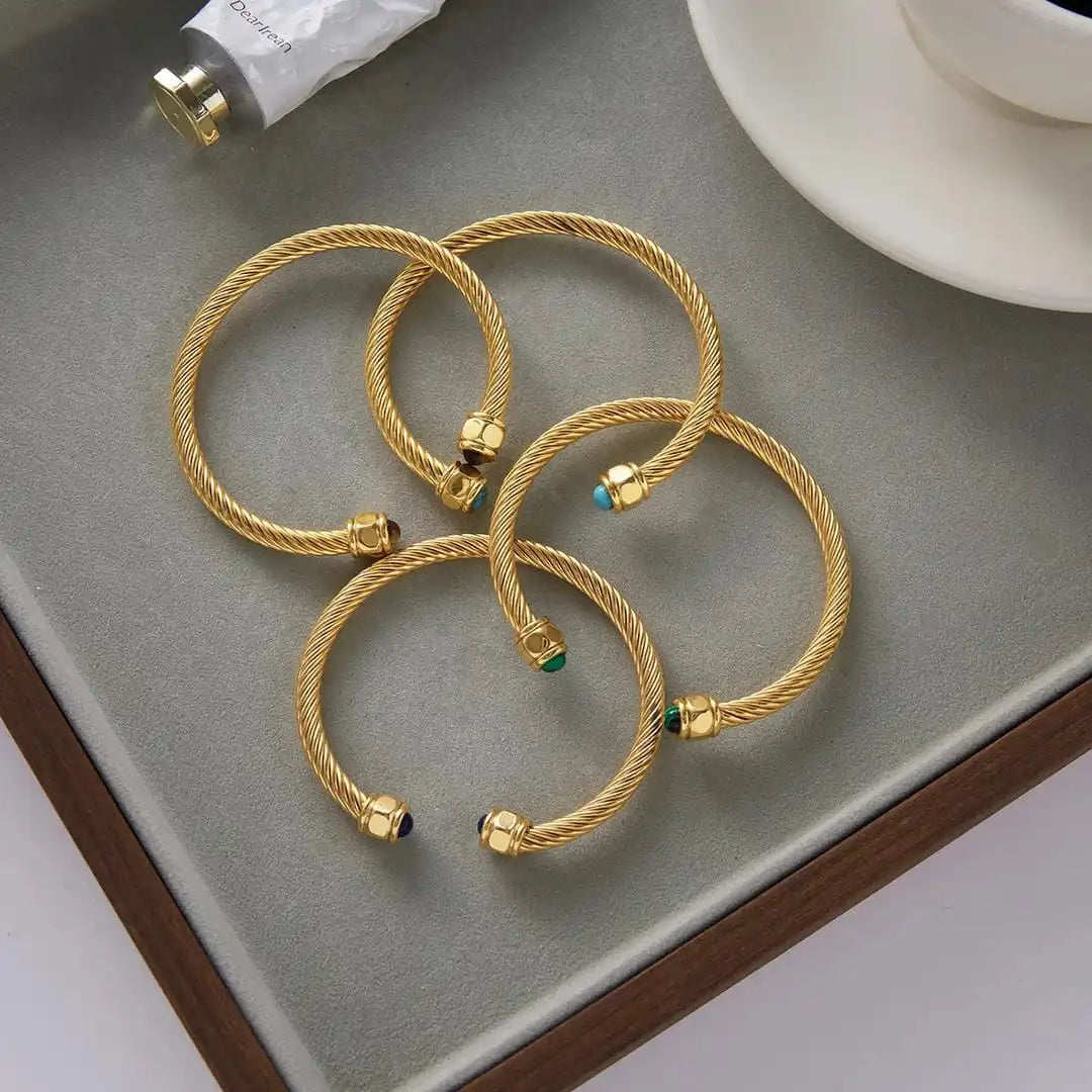Vintage guld justerbart armbånd med sten