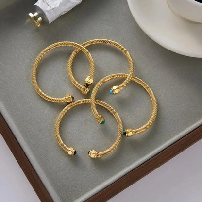 Vintage guld justerbart armbånd med sten