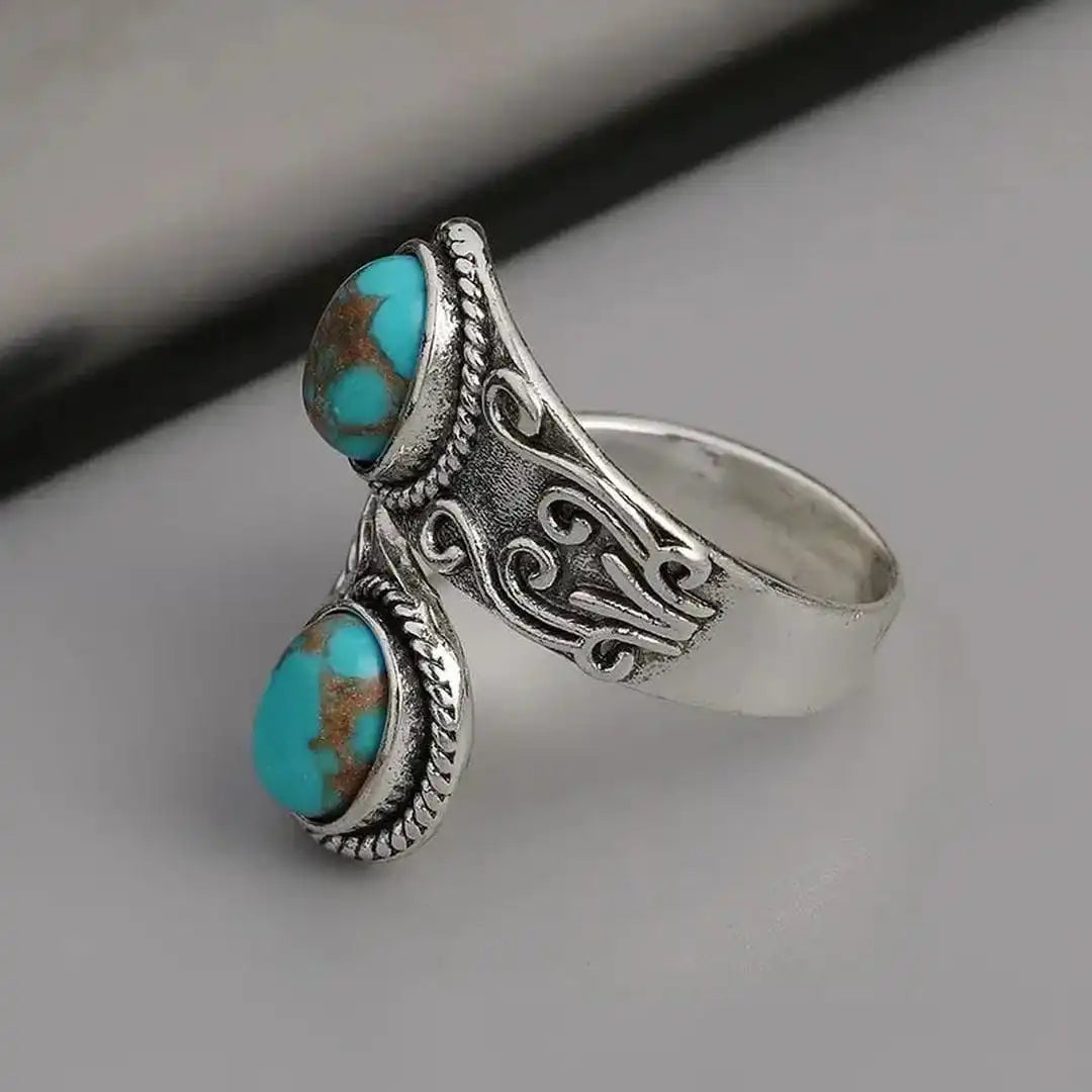 Vintage silver turquoise cross ring