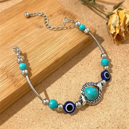 Aqua Antique Sølv Turkis Armbånd