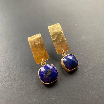 Boho Lapis Lazuli Square Drop Earrings