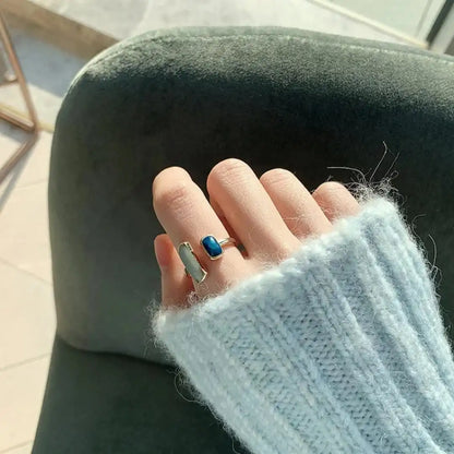 Bohemian Blå Ædelsten Justerbar Ring