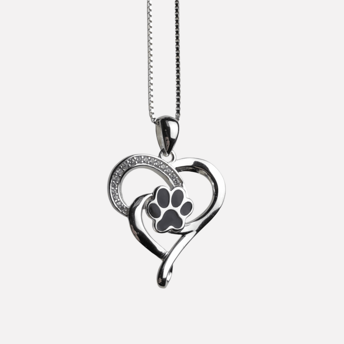 Stainless steel infinity necklace with heart and paw