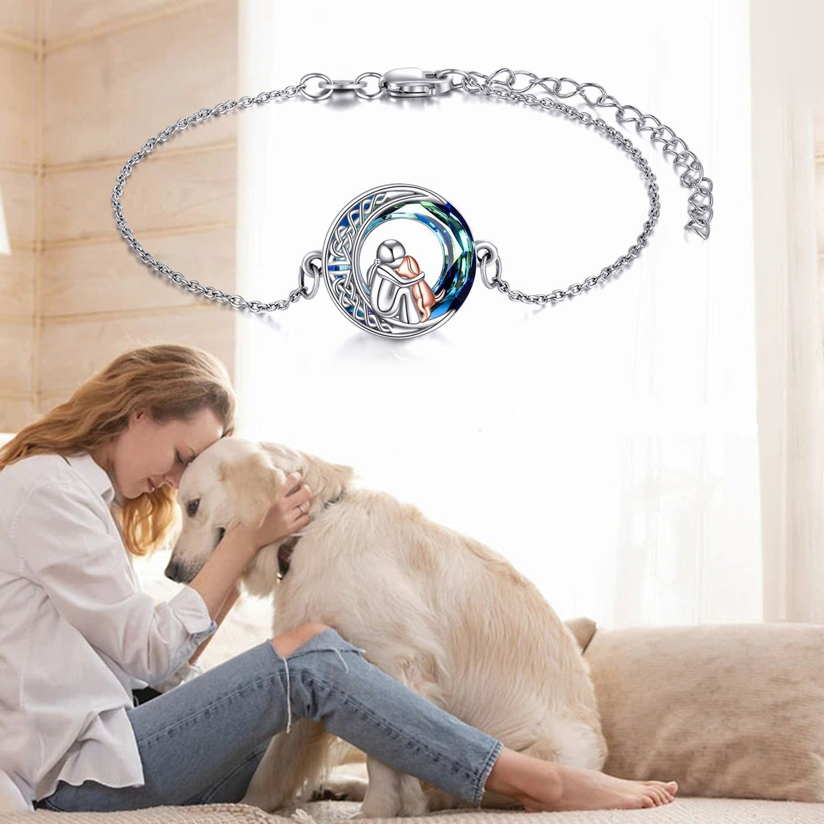 Adjustable Sterling Silver Dog Bracelet