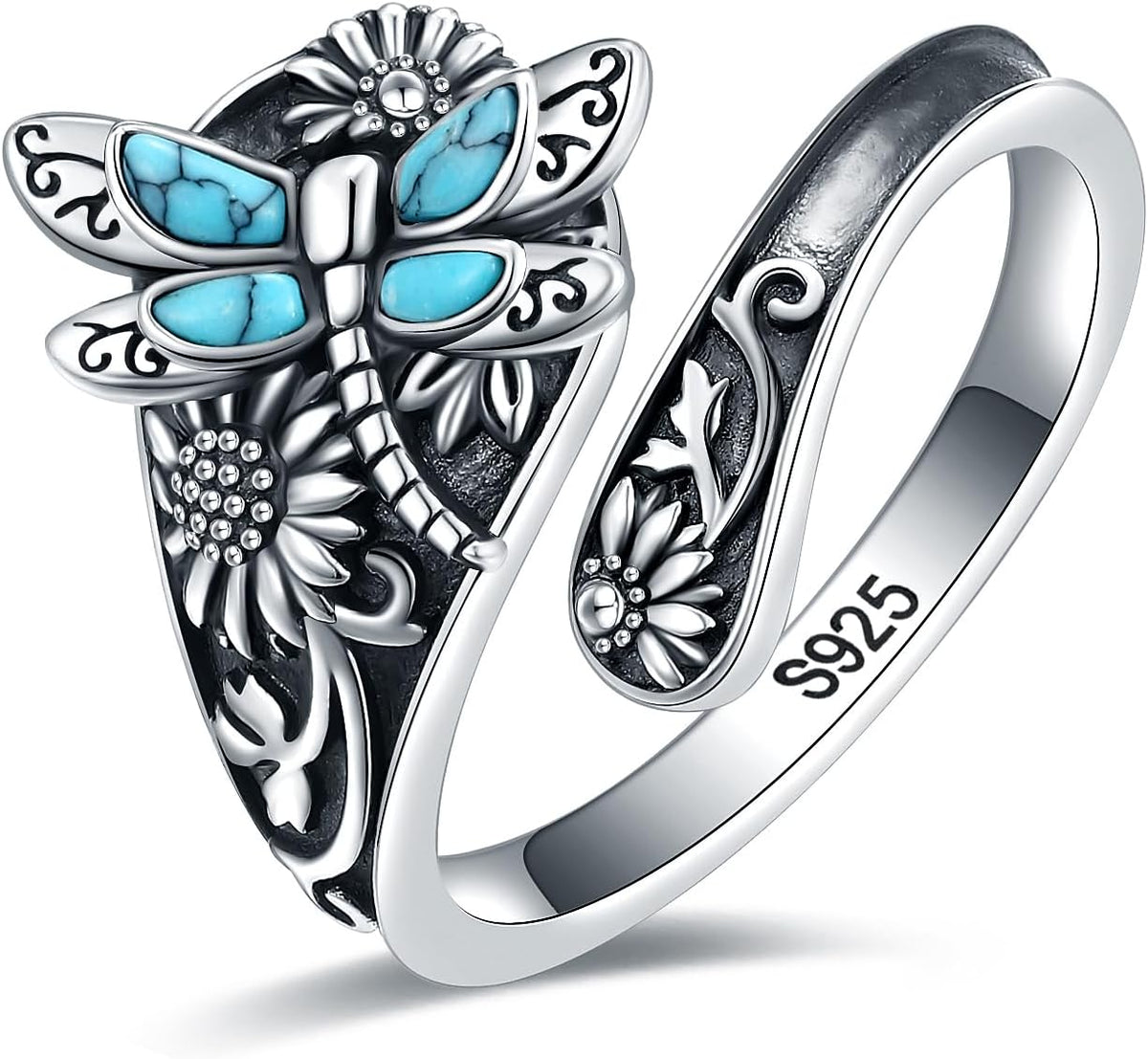 Sterlingsølv turkis ske ring – Vintage Boho Wrap Ring med guldsmed