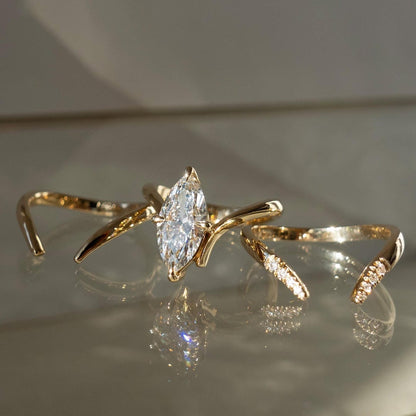 Ring set with marquise-cut diamonds