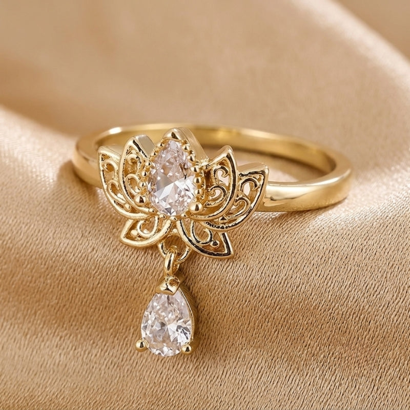 Radiant Lotus Ring with Zirconia