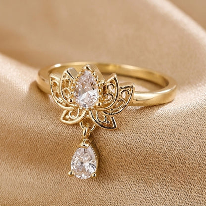 Radiant Lotus Ring with Zirconia