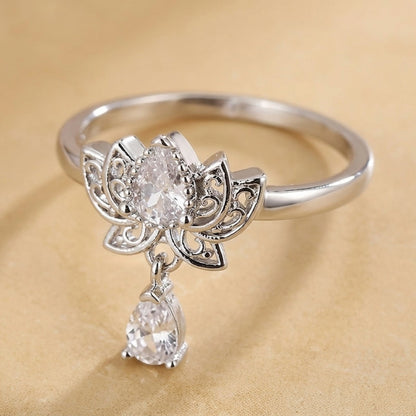Radiant Lotus Ring with Zirconia