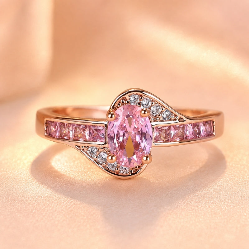 Majestætisk Rosa Zirkoniaring