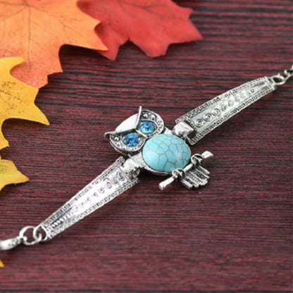 Vintage Ugle Turkis Charm Armbånd