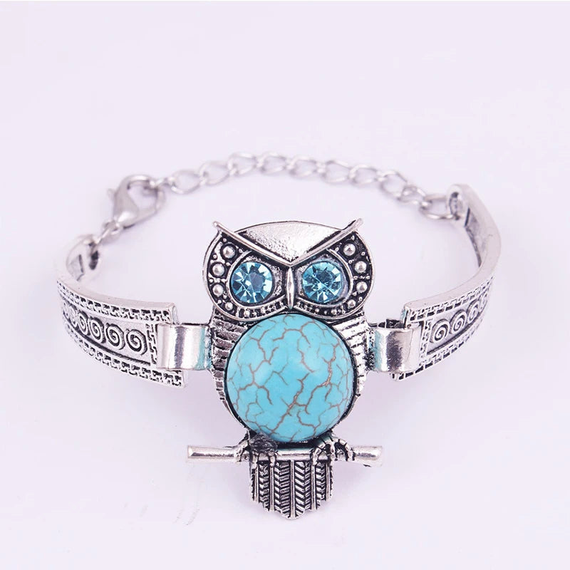 Vintage Ugle Turkis Charm Armbånd