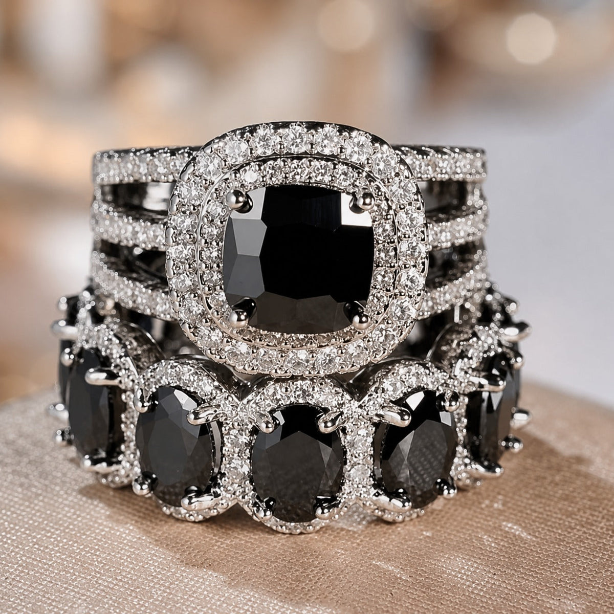 Ring set in onyx black zirconia