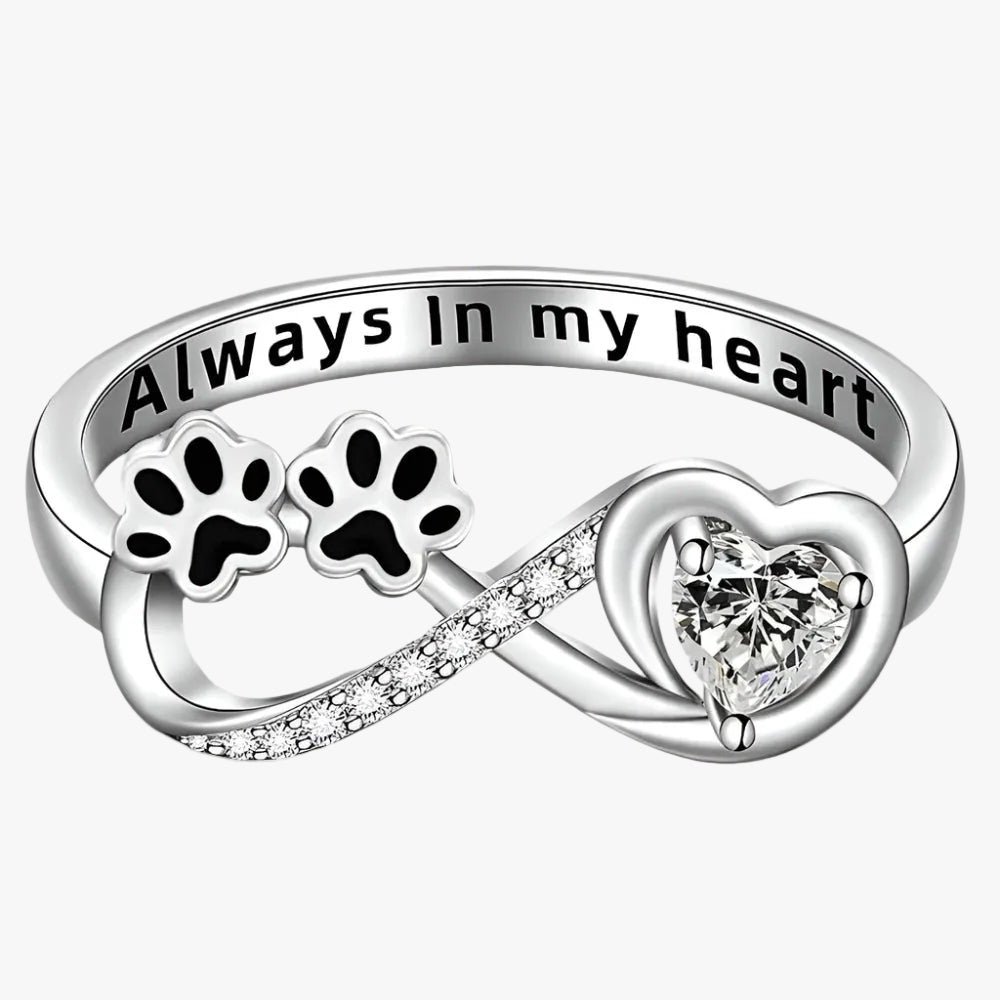 Plating with cubic zirconia and heart and infinity design