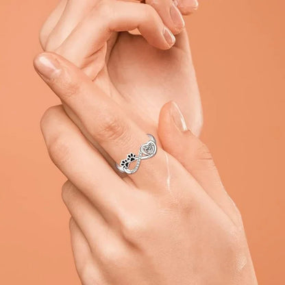Plating with cubic zirconia and heart and infinity design