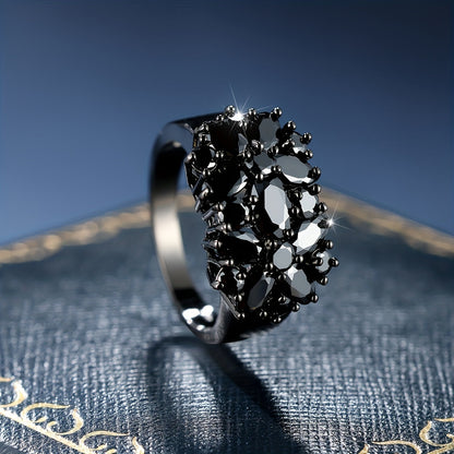 Sparkling black zirconia ring