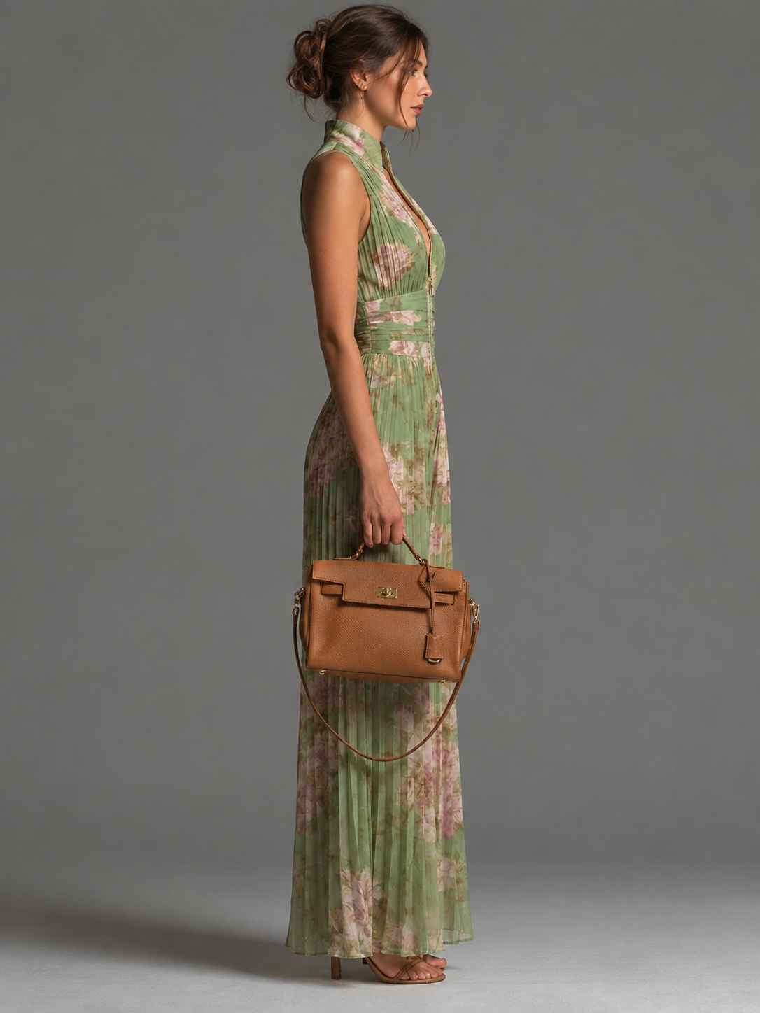ZSÓFIA JUMPSUIT – PLISSERET CHIFFON MED BLOMSTER
