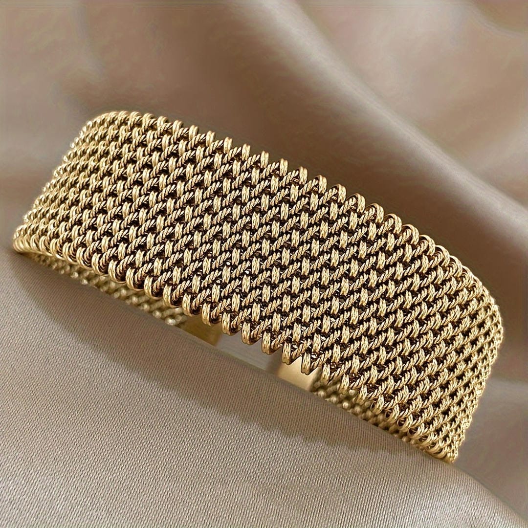 Vævet justerbart armbånd forgyldt