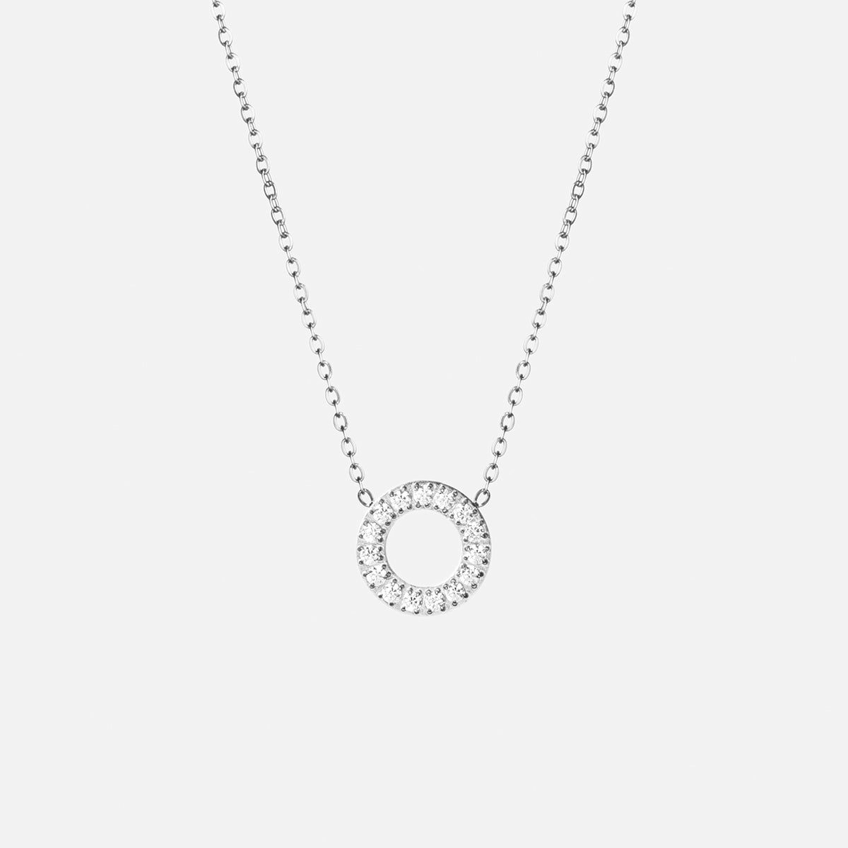 Circle Zirkon Halskæde Sølvfarvet 12mm
