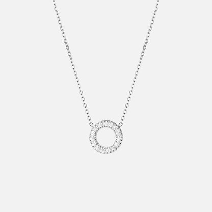 Circle Zirkon Halskæde Sølvfarvet 12mm