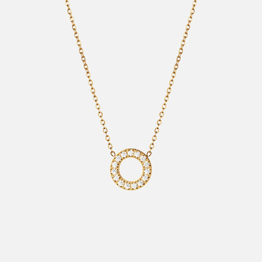 Circle Zirkon Halskæde 18K Guldbelagt 12mm
