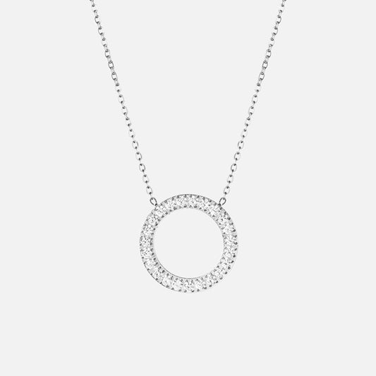 Circle Zirkon Halskæde Sølvfarvet 20mm