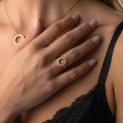 Circle Zirkon Ring 18K Guldbelagt 12mm