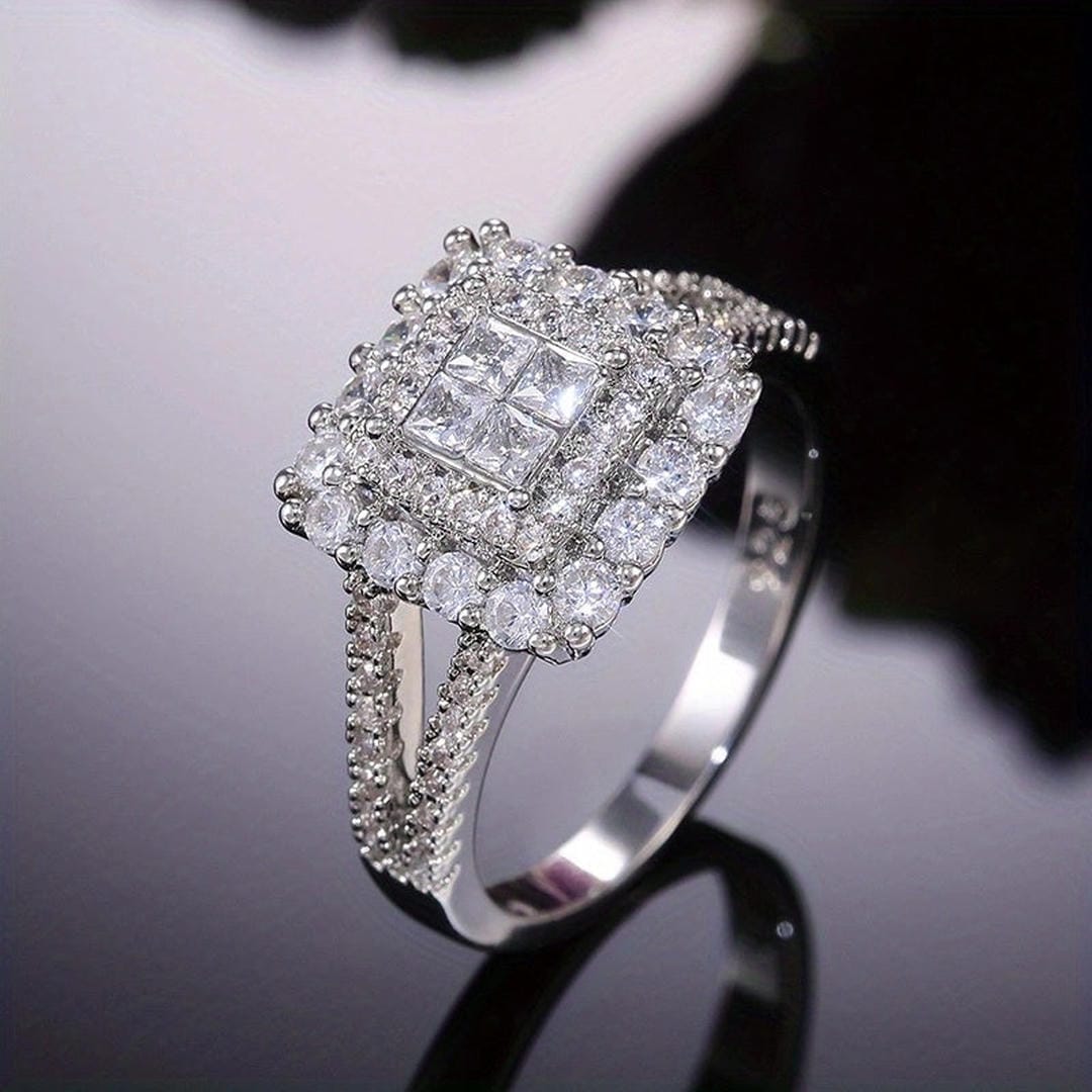Square Zirconia Engagement Ring