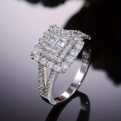 Square Zirconia Engagement Ring